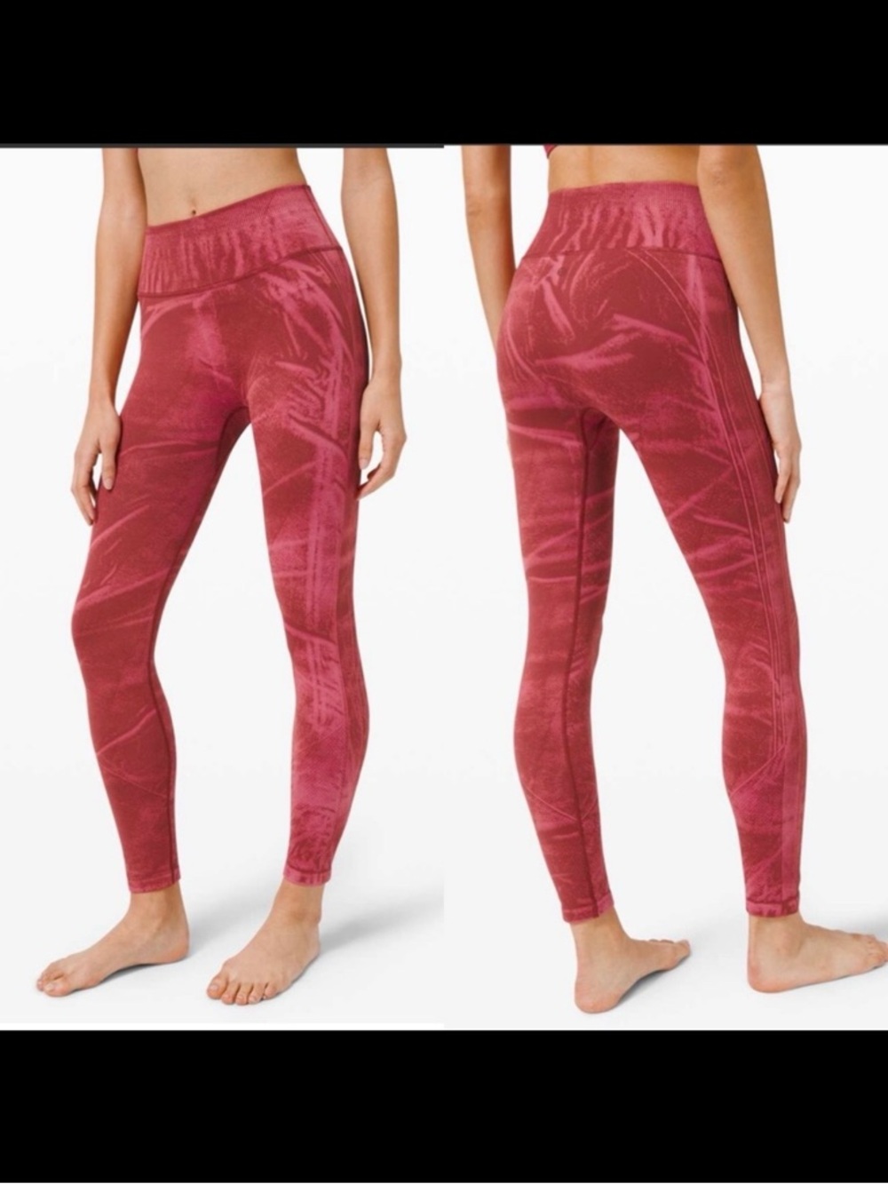 Lululemon Ebb To Street High Rise Tights Leggings: Stone Wash Chianti Red Pink